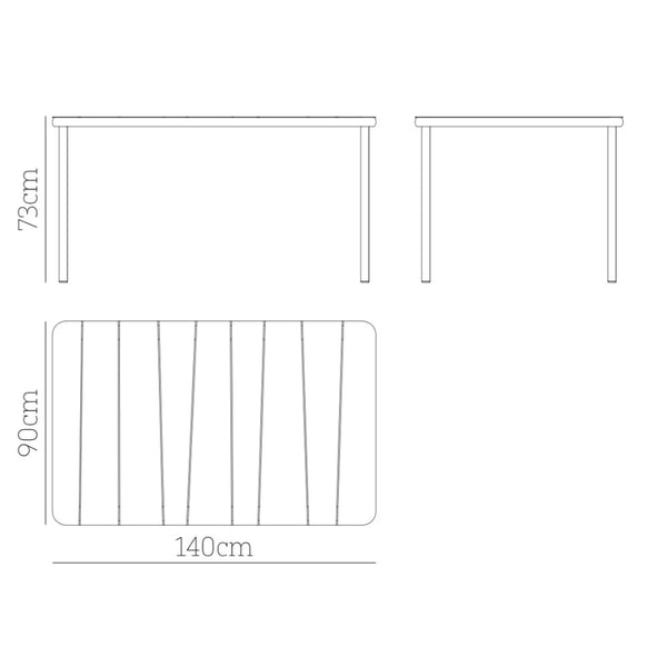 Babel D Bangi rechthoekige tafel 140x90 cm