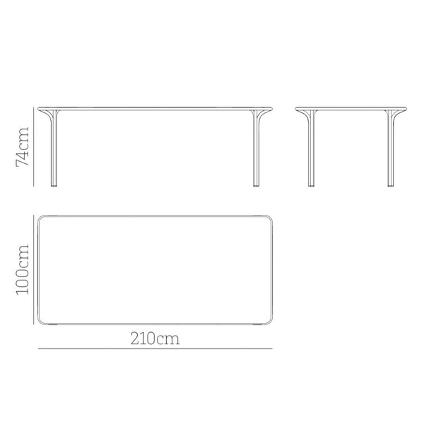 Babel D Jos Rechthoekige tafel 210x100 cm